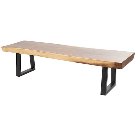 5ft. Wood Bench with Black Metal Legs